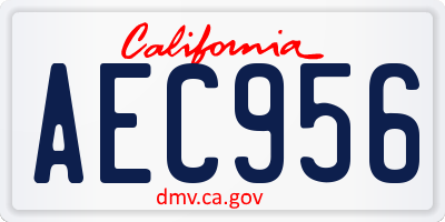 CA license plate AEC956