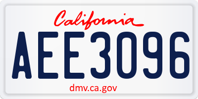 CA license plate AEE3096