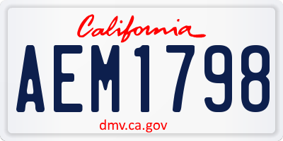 CA license plate AEM1798