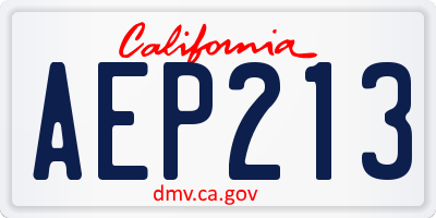 CA license plate AEP213