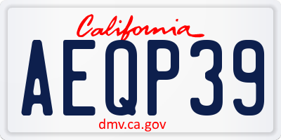 CA license plate AEQP39