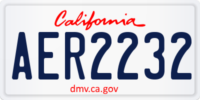 CA license plate AER2232