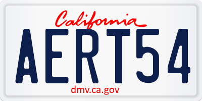 CA license plate AERT54