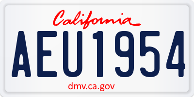 CA license plate AEU1954