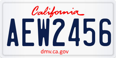 CA license plate AEW2456