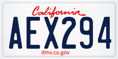 CA license plate AEX294