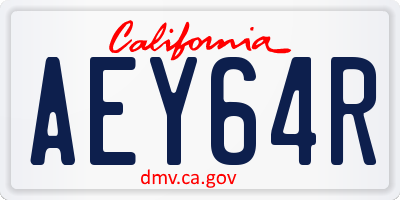 CA license plate AEY64R