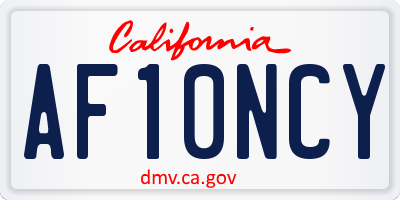 CA license plate AF10NCY