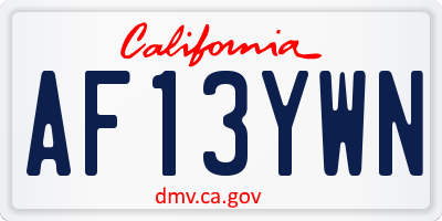 CA license plate AF13YWN