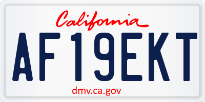 CA license plate AF19EKT