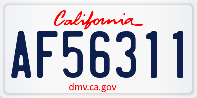 CA license plate AF56311