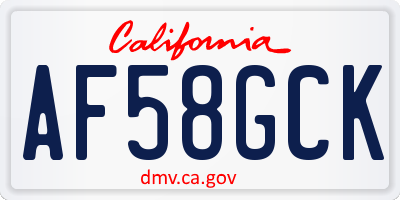 CA license plate AF58GCK