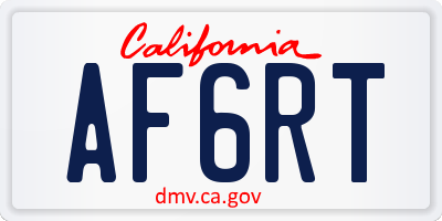 CA license plate AF6RT