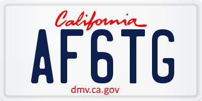 CA license plate AF6TG