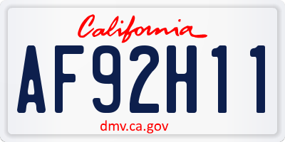 CA license plate AF92H11