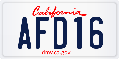 CA license plate AFD16