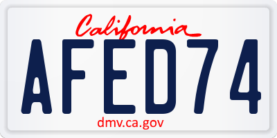 CA license plate AFED74