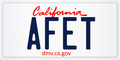 CA license plate AFET