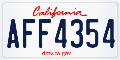 CA license plate AFF4354