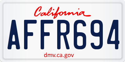 CA license plate AFFR694