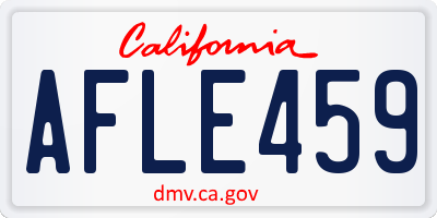 CA license plate AFLE459