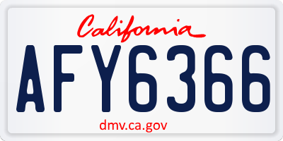 CA license plate AFY6366