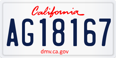 CA license plate AG18167