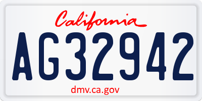 CA license plate AG32942