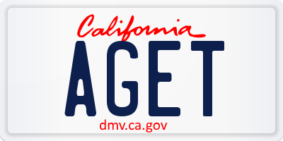 CA license plate AGET