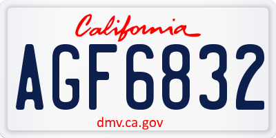 CA license plate AGF6832