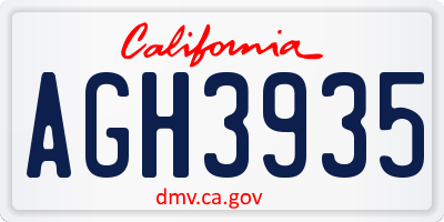 CA license plate AGH3935