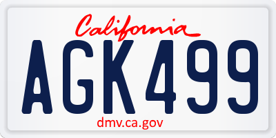 CA license plate AGK499