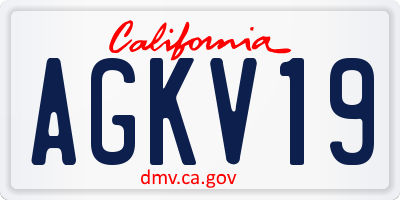 CA license plate AGKV19