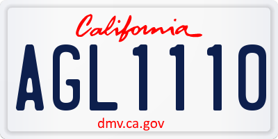 CA license plate AGL1110