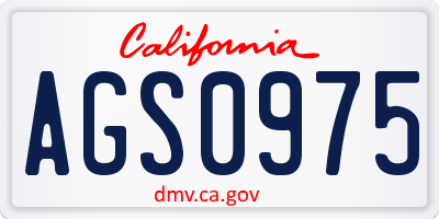 CA license plate AGS0975