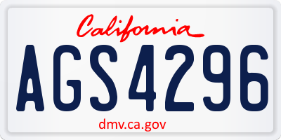 CA license plate AGS4296