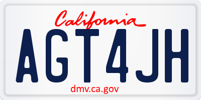 CA license plate AGT4JH