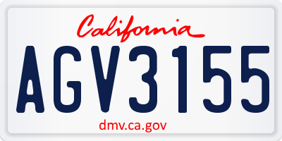 CA license plate AGV3155