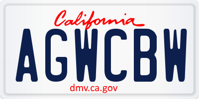 CA license plate AGWCBW