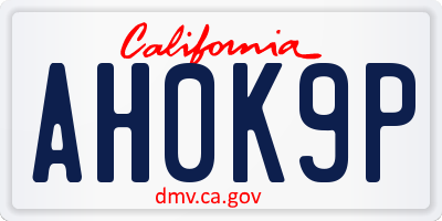 CA license plate AH0K9P