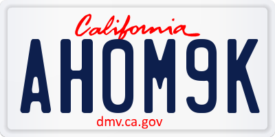 CA license plate AH0M9K