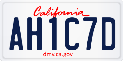 CA license plate AH1C7D