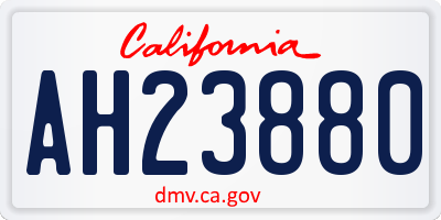 CA license plate AH23880