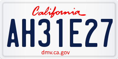 CA license plate AH31E27