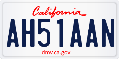 CA license plate AH51AAN