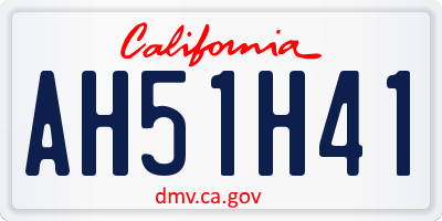 CA license plate AH51H41