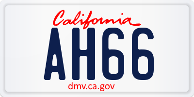 CA license plate AH66