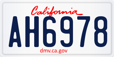 CA license plate AH6978