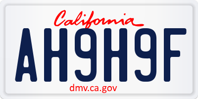 CA license plate AH9H9F