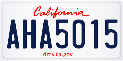 CA license plate AHA5015